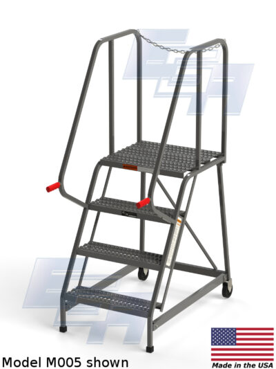 EGA Products mechanics and maintenance rolling ladder with rear chain exit and red vinyl hand grips model M005