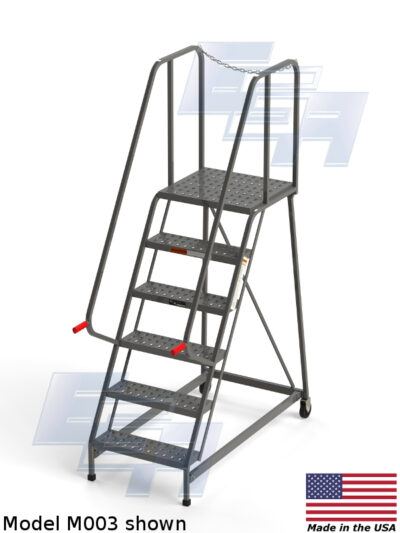 EGA Products mechanics and maintenance rolling ladder with rear chain exit and red vinyl hand grips model M003