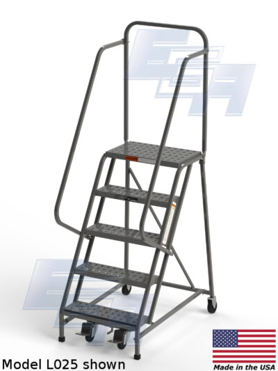 L025 5 Step Square Tube Rolling Ladder